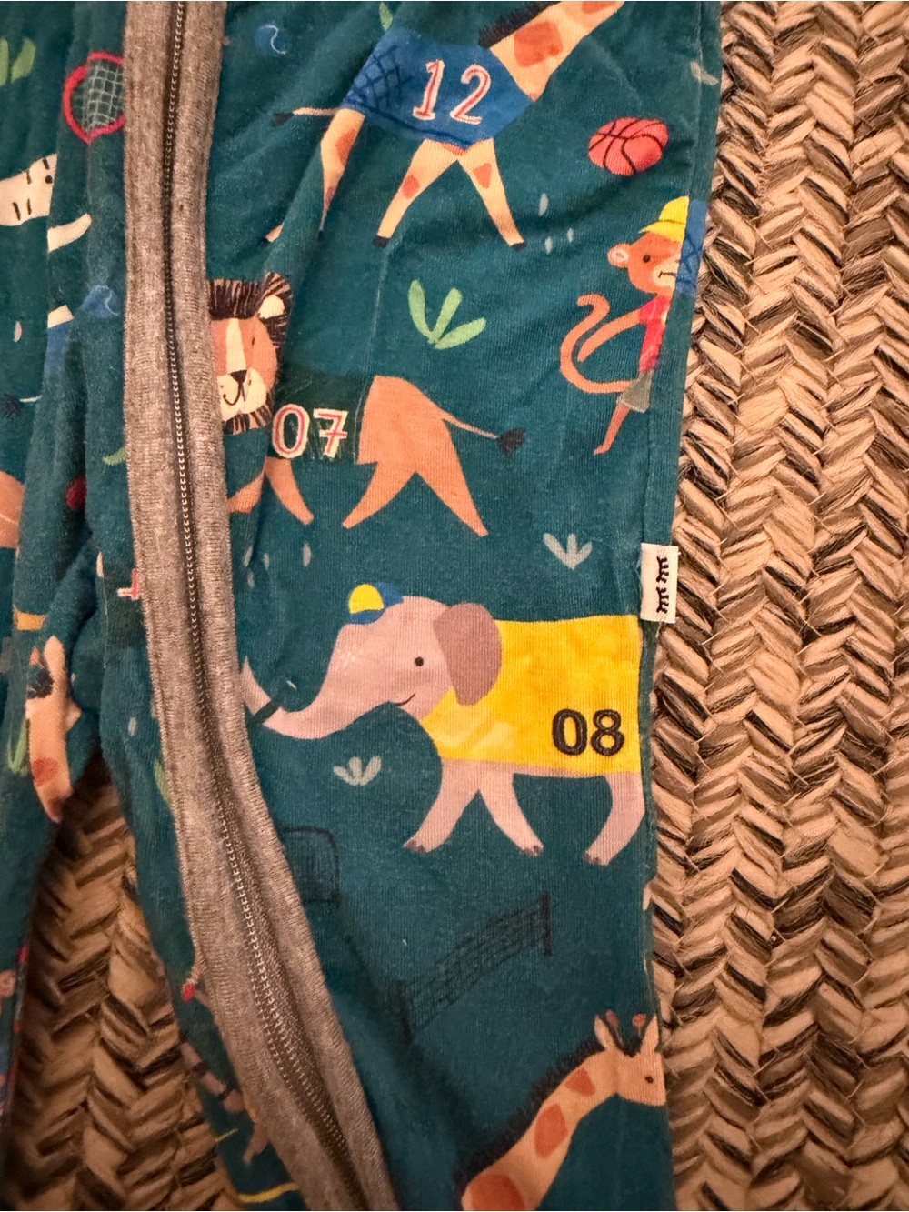 Little Sleepies Teal Animal Print One-Piece Footie - Picture 4 of 4